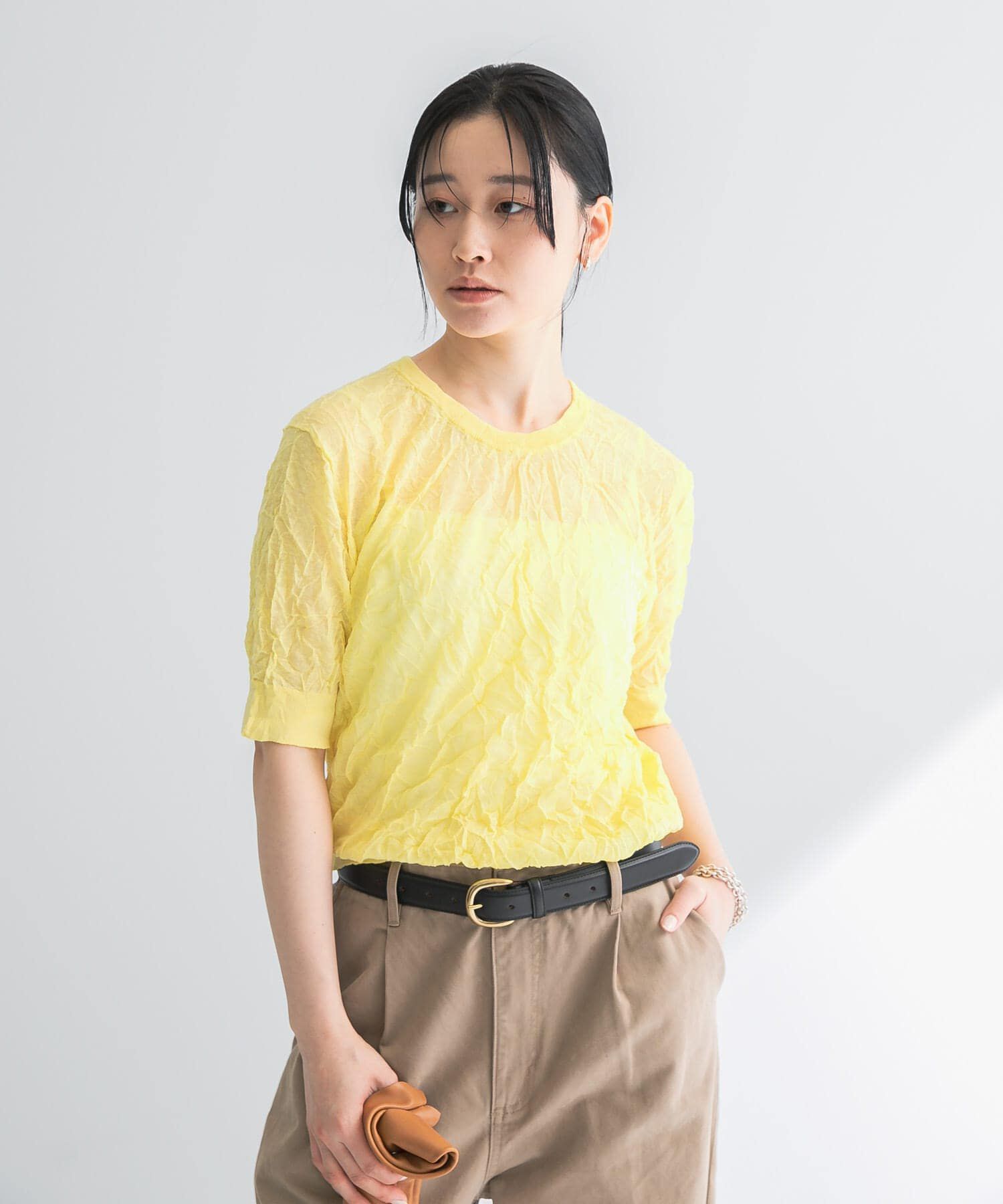 URBAN RESEARCH「new basic　リネン混ワッシャーハーフスリーブニット」|ニット・セーター|
