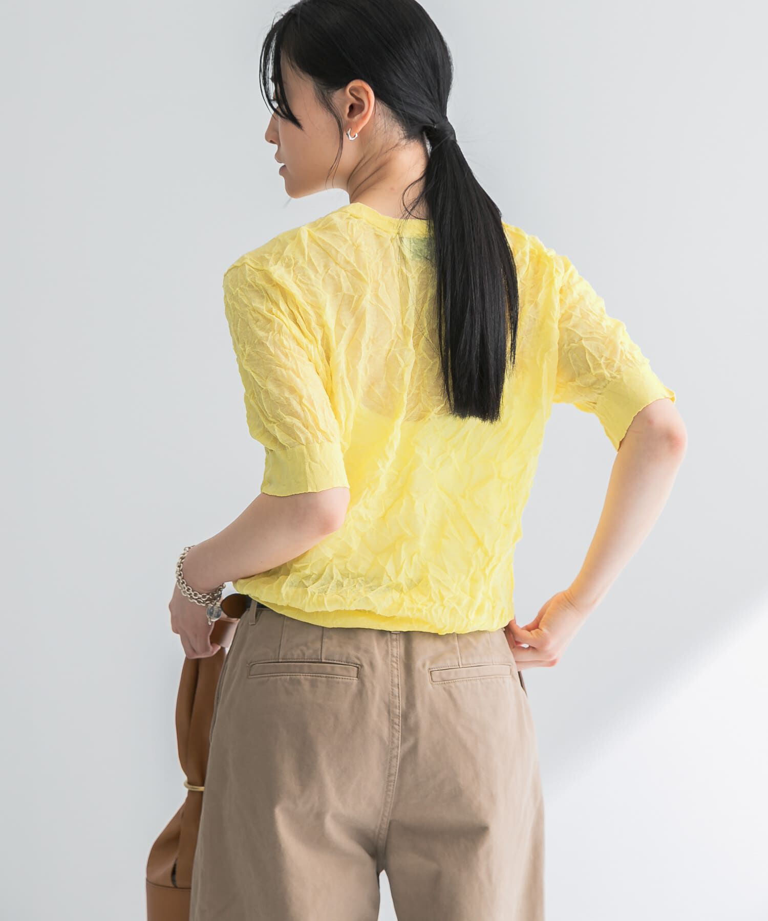 URBAN RESEARCH「new basic　リネン混ワッシャーハーフスリーブニット」|ニット・セーター|