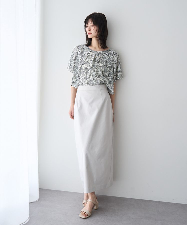 YECCA VECCA「ラインフルーツ柄ラッフルブラウス」|シャツ・ブラウス|