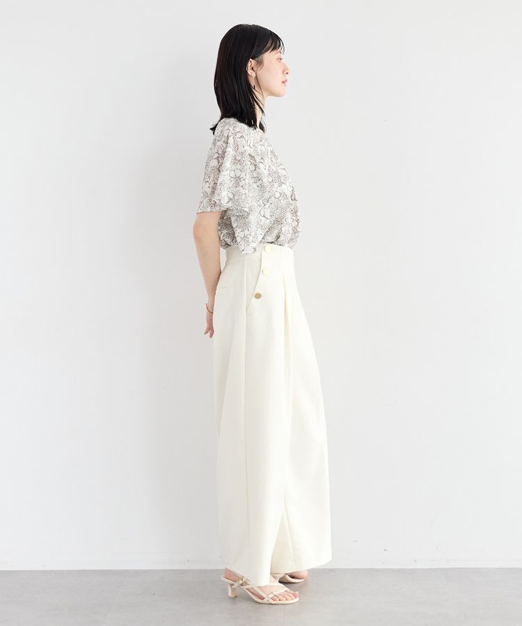 YECCA VECCA「ラインフルーツ柄ラッフルブラウス」|シャツ・ブラウス|