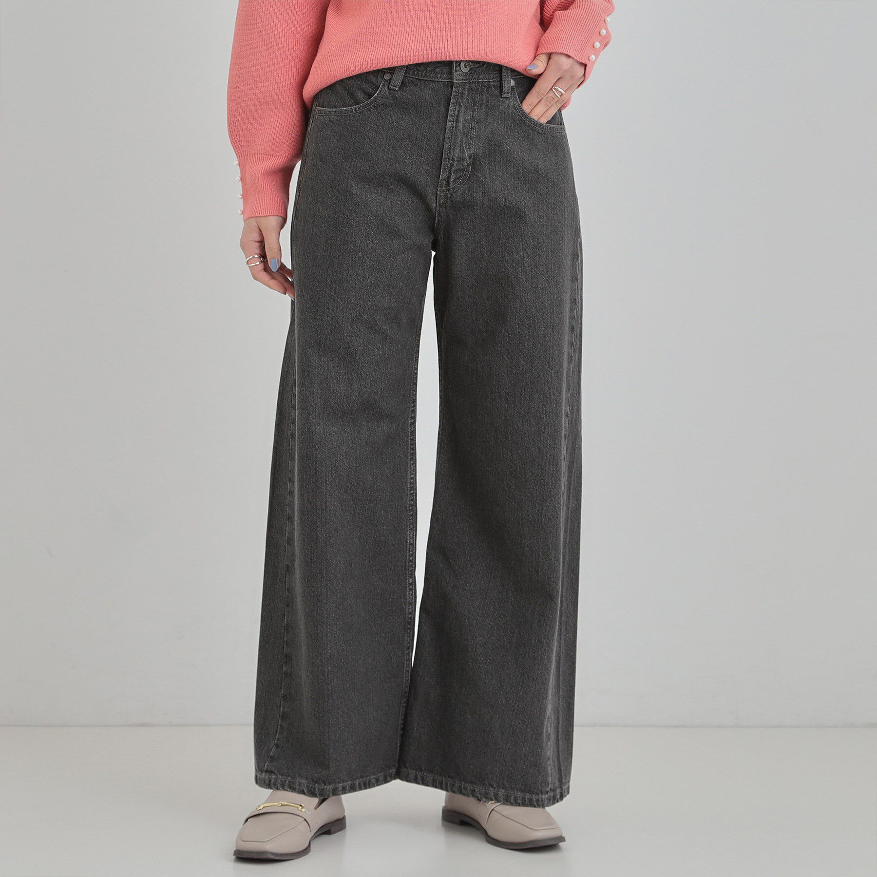 SHOO･LA･RUE「【SHOO・LA・RUE DENIM】体型カバーにも バギーデニムワイドパンツ」|デニム|