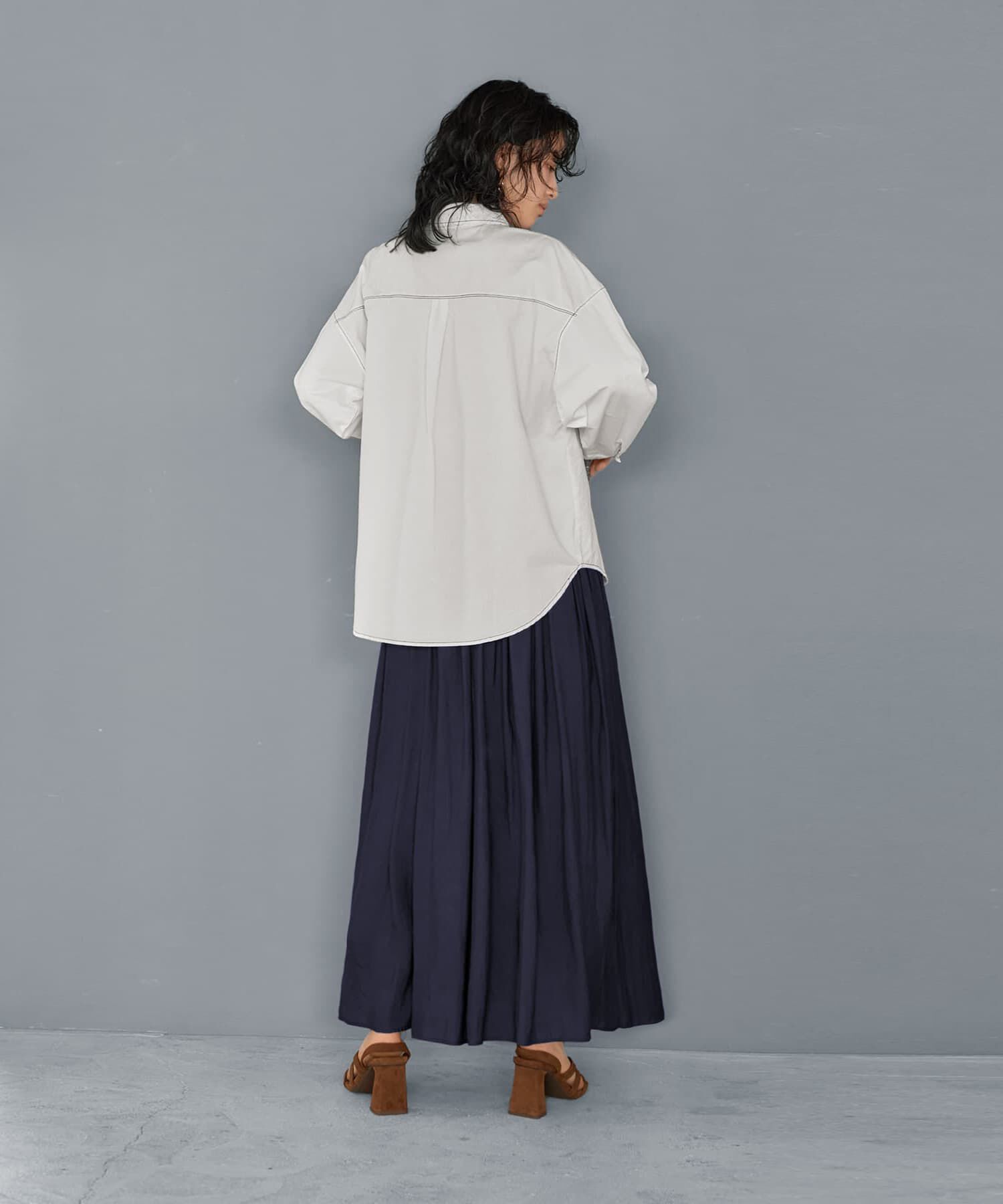 STYLE DELI「【Made in JAPAN】ロングレングスV.サテンギャザースカート」|スカート|