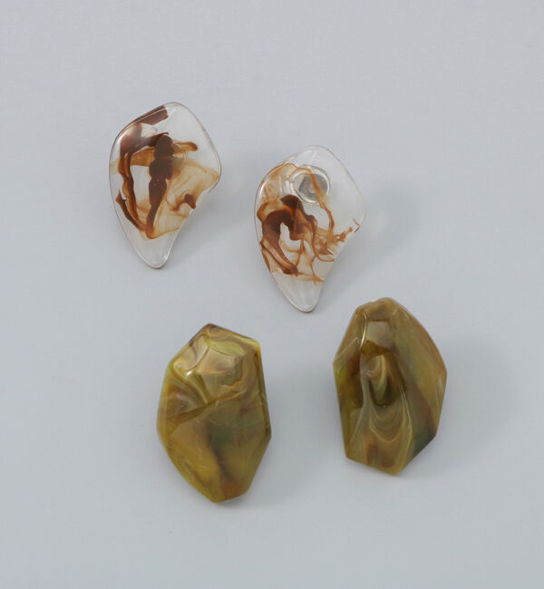 Phoebe+「【sfy】marble stone pairピアス　カーキ&times;ブラウン」|ピアス|マルチ1