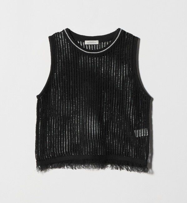 UNITED ARROWS green label relaxing「フリンジ ニット ベスト」|ベスト・ジレ|BLACK