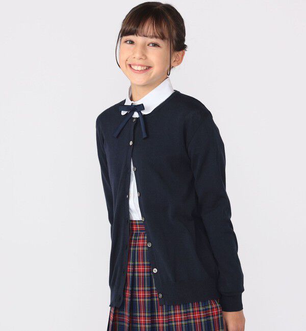 SHIPS KIDS「SHIPS KIDS:140～150cm / 14GG クルーネック カーディガン」|カーディガン|