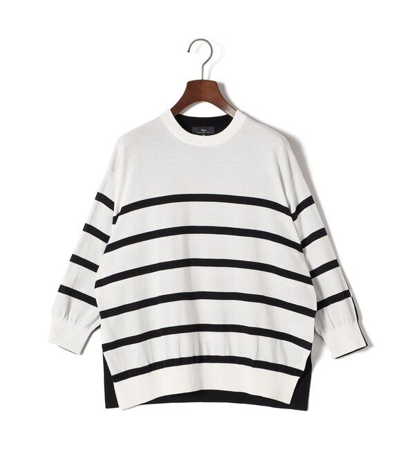 SHIPS for women「SHIPS Primary Navy Label:SEAISLAND コットン ボーダー TEE」|ニット・セーター|ブラック