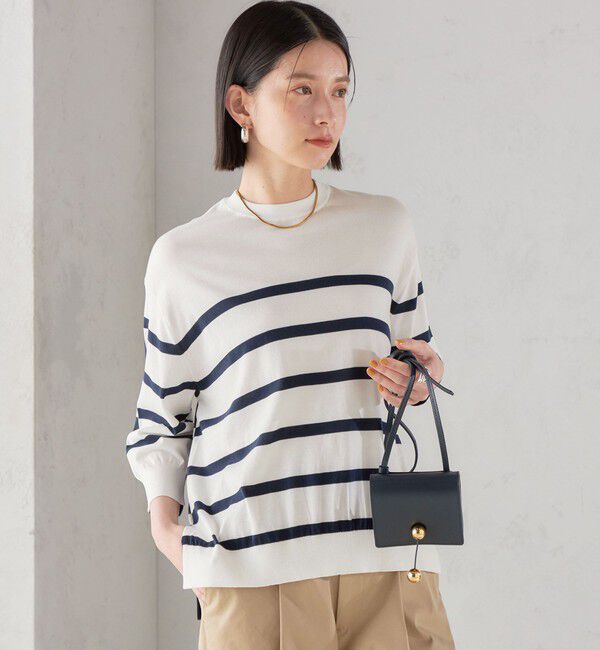 SHIPS for women「SHIPS Primary Navy Label:SEAISLAND コットン ボーダー TEE」|ニット・セーター|
