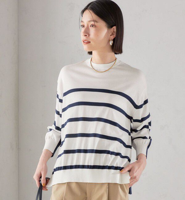 SHIPS for women「SHIPS Primary Navy Label:SEAISLAND コットン ボーダー TEE」|ニット・セーター|