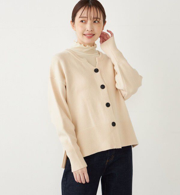 SHIPS Colors 「SHIPS Colors:〈手洗い可能〉フラッフィー キーネック カーディガン◇」|カーディガン|