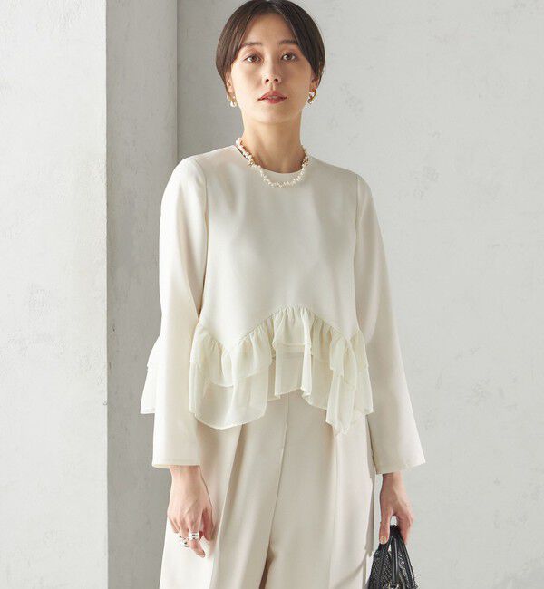 SHIPS for women「kaene:〈洗濯機可能〉フリル ペプラム ロング スリーブ ブラウス（セレモニー対応可）」|シャツ・ブラウス|