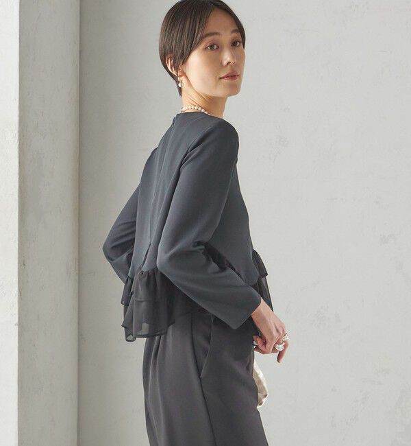 SHIPS for women「kaene:〈洗濯機可能〉フリル ペプラム ロング スリーブ ブラウス（セレモニー対応可）」|シャツ・ブラウス|