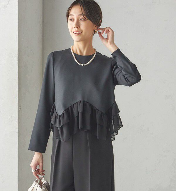 SHIPS for women「kaene:〈洗濯機可能〉フリル ペプラム ロング スリーブ ブラウス（セレモニー対応可）」|シャツ・ブラウス|