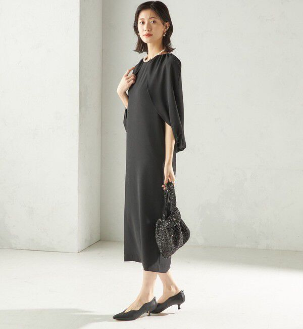 SHIPS for women「troisiemeCHACO:〈手洗い可能〉ジョーゼット ケープ ワンピース（セレモニー対応可）」|ワンピース|