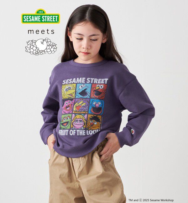 SHIPS any「SESAME STREET meets FRUIT OF THE LOOM: ブロック プリント スウェット<KIDS>」|スウェット・ジャージ|パープル