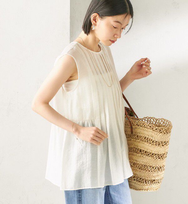 SHIPS for women「〈手洗い可能〉シルク混 シアー 2WAY ノースリーブ ブラウス」|シャツ・ブラウス|