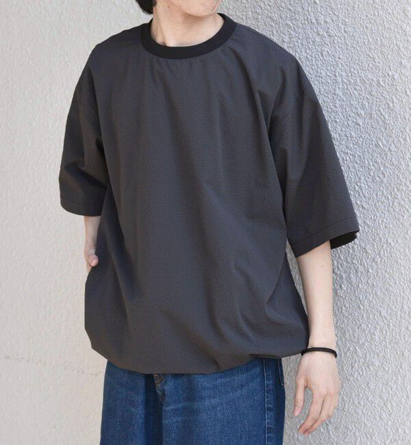 SHIPS any「SHIPS any:〈撥水/軽量/ストレッチ〉SOLOTEX(R)  シアサッカー スピンドル Tシャツ ◇」|Tシャツ・カットソー|