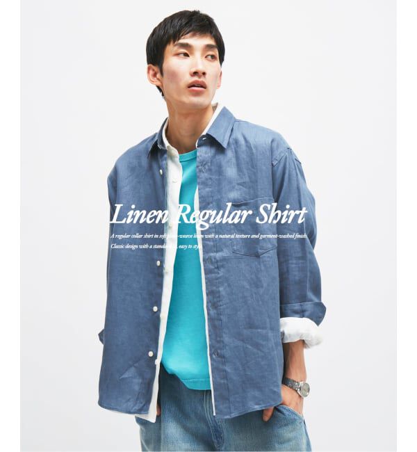 JOURNAL STANDARD「リネンレギュラー ロングスリーブシャツ」|シャツ・ブラウス|ネイビー C