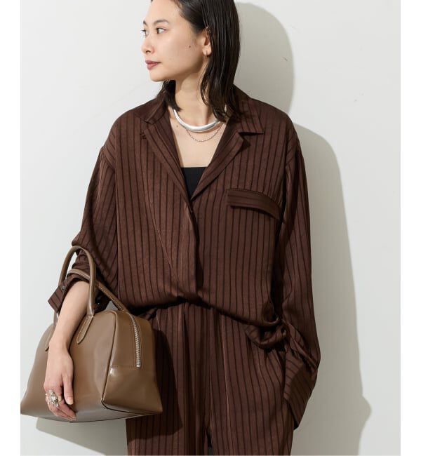 JOURNAL STANDARD「《追加》【ARCHIVE STANCE/アーカイブスタンス】Satin Stripe Dolman Shirt」|シャツ・ブラウス|ブラウン