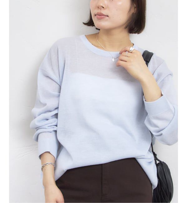 U by SPICK&SPAN「ウォッシャブルシアーオーバーニット」|ニット・セーター|サックスブルー