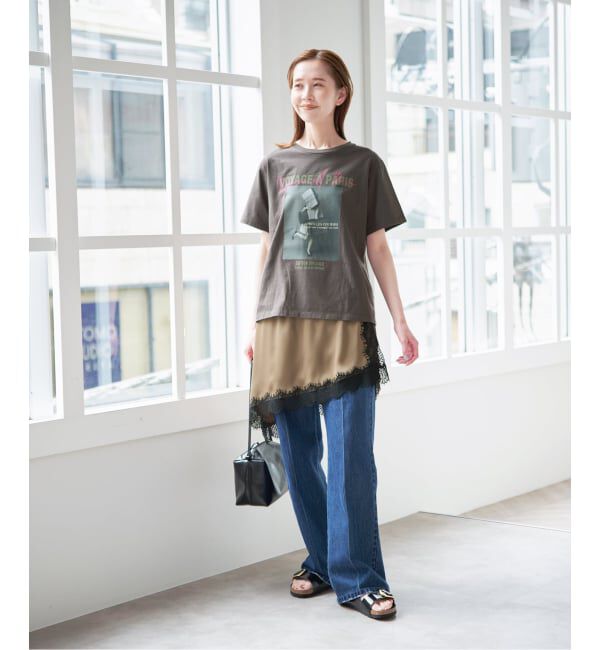 U by SPICK&SPAN「《予約》レースサテンミニスカート」|スカート|