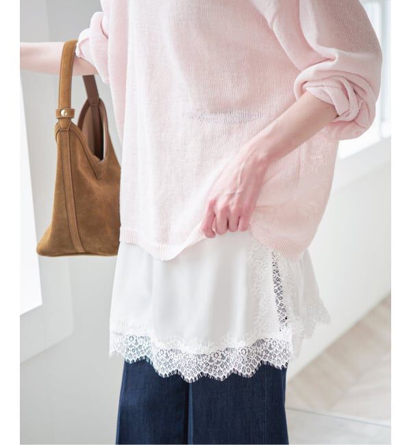 U by SPICK&SPAN「《予約》レースサテンミニスカート」|スカート|