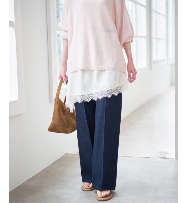U by SPICK&SPAN「《予約》レースサテンミニスカート」|スカート|