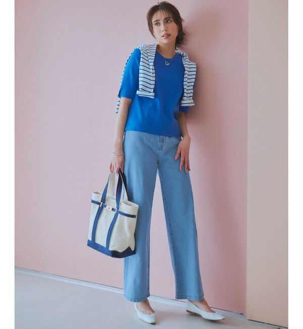 23区「【Oggi4月号掲載/洗える】23区DENIM ライトダンガリー ワイドパンツ」|デニム|