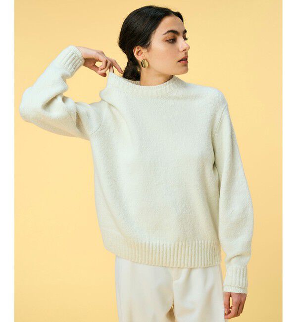 BEIGE,「【洗える】BERTAINA /  配色リンキングクルーネックニット」|ニット・セーター|Ecru&times;Navy