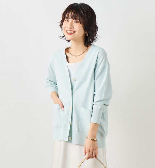 NOLLEY'S sophi「【新色追加】《手洗い可能》マルチファンクションVネックカーディガン」|カーディガン|サックス