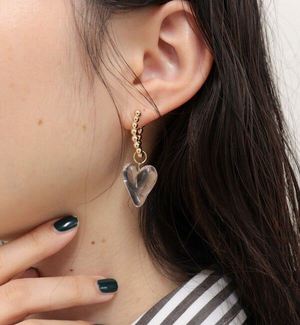 fredy emue「ボールフープ&times;クリアハートピアス」|ピアス|クリア
