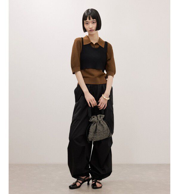 ADAM ET ROPE'「【サステナブル】タンクコンビパターンポロニット」|ポロシャツ|