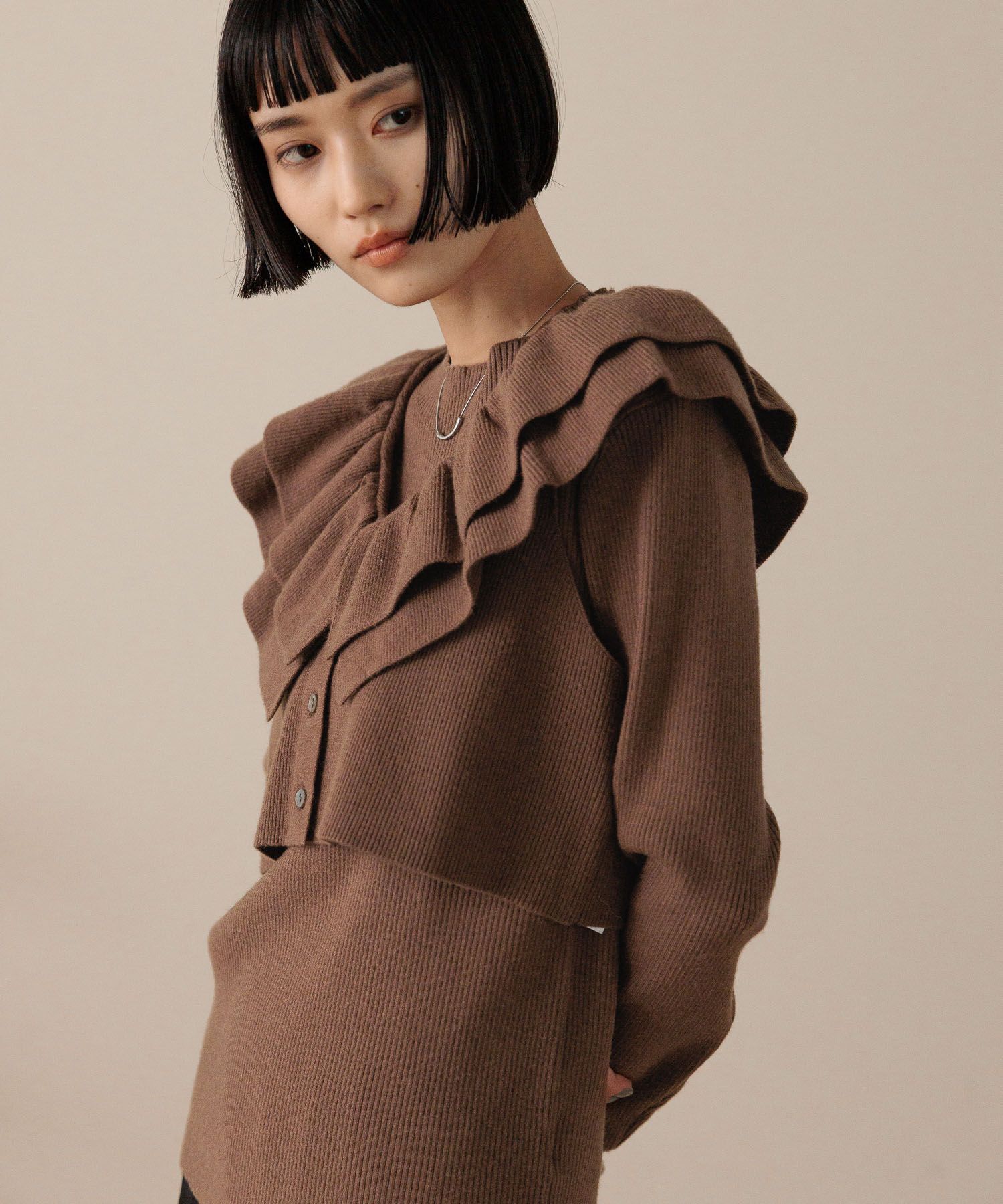 LOWRYS FARM「フリル２ＰニットＬＳ」|ニット・セーター|