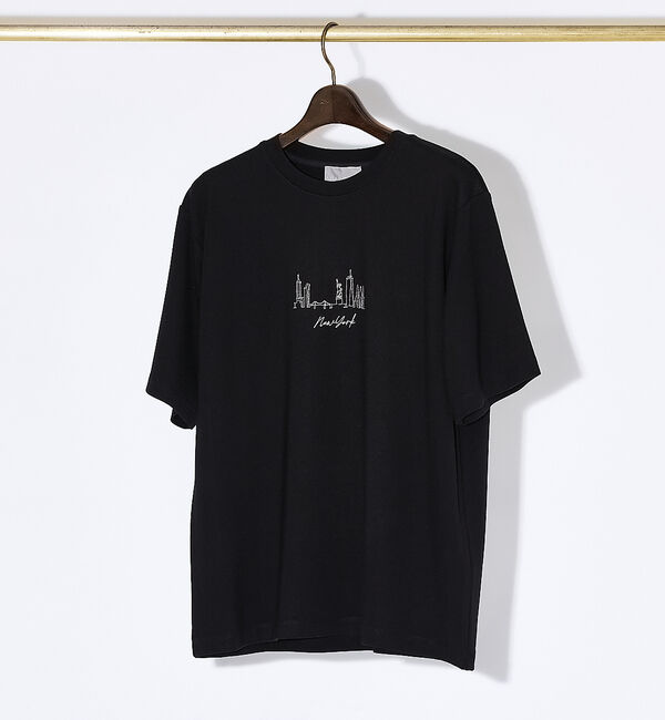 ABAHOUSE「【CITY】刺繍 ポンチ Tシャツ」|Tシャツ・カットソー|ブラック