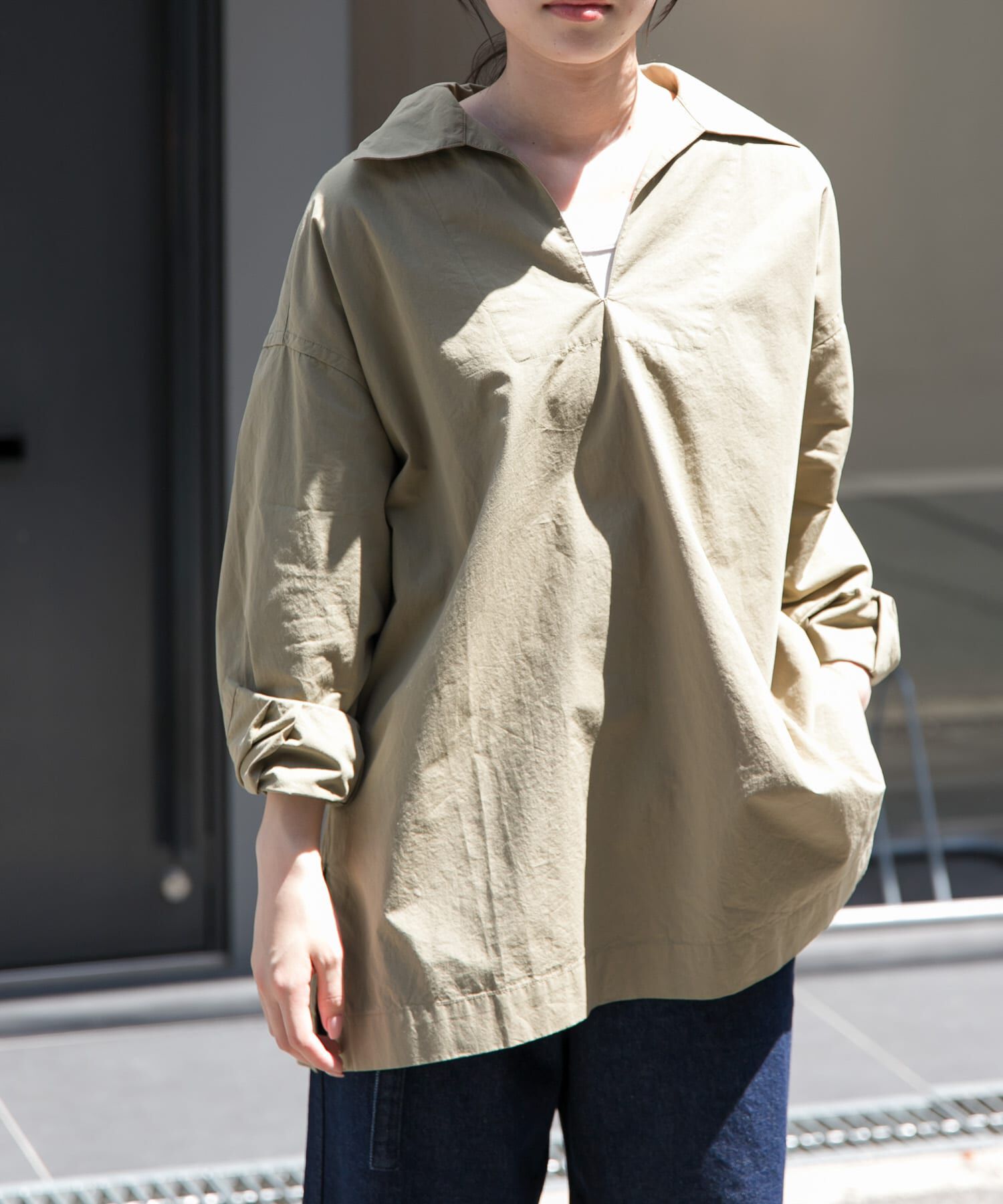 URBAN RESEARCH DOORS「FORK&SPOON　スキッパーロングシャツ」|シャツ・ブラウス|