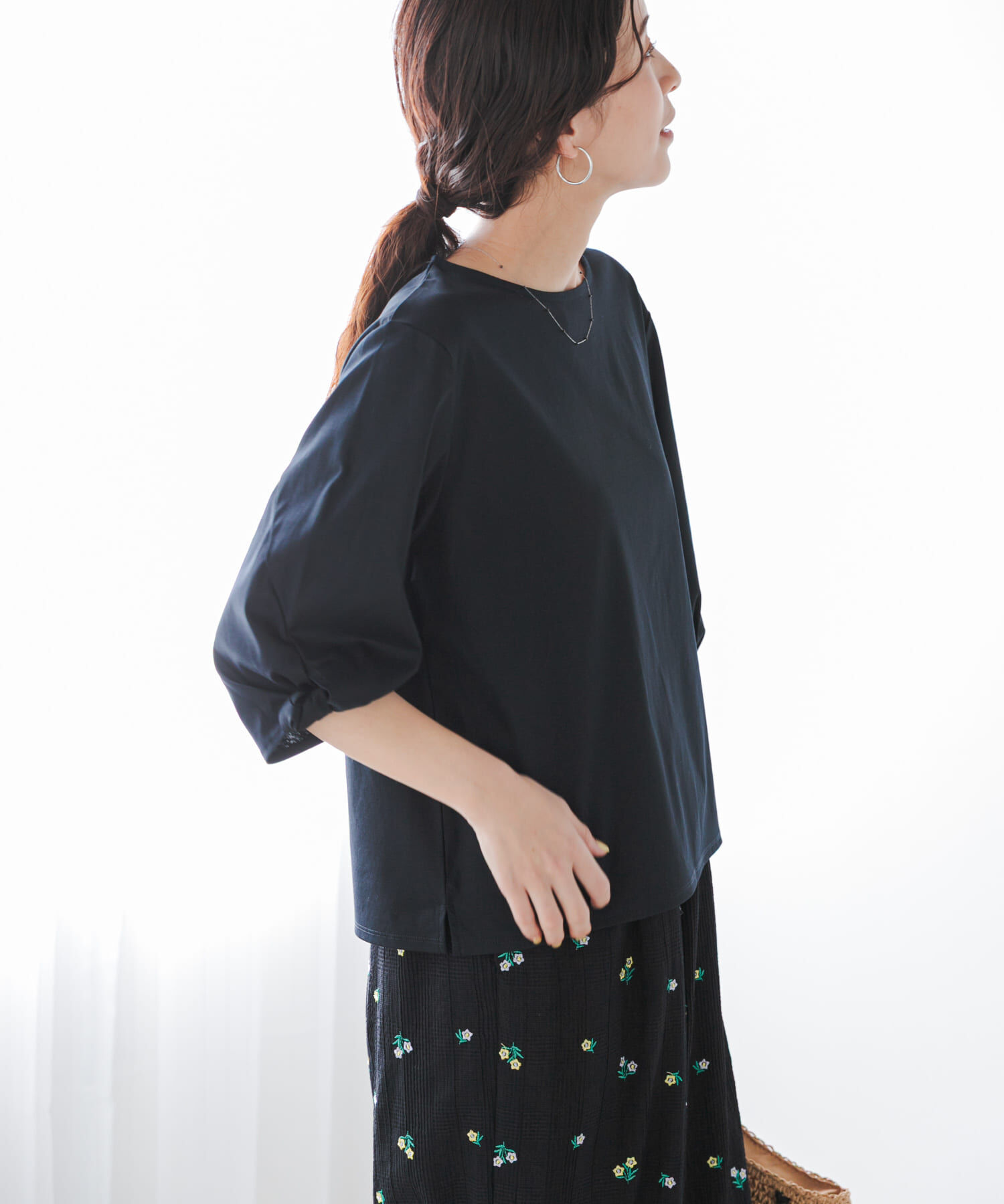 URBAN RESEARCH DOORS「『UR TECH』サマシェアツイストスリーブプルオーバー」|Tシャツ・カットソー|