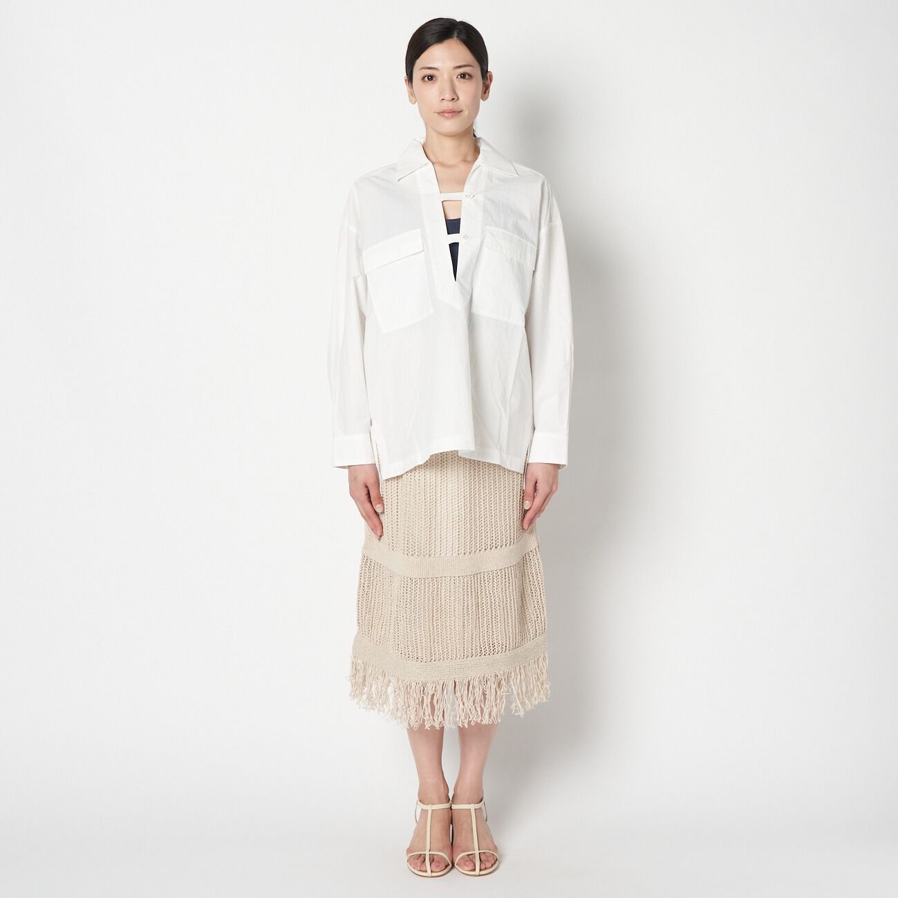 HELIOPOLE「HELIOPOLE LINEN TAPE TIERED SKIRT」|スカート|