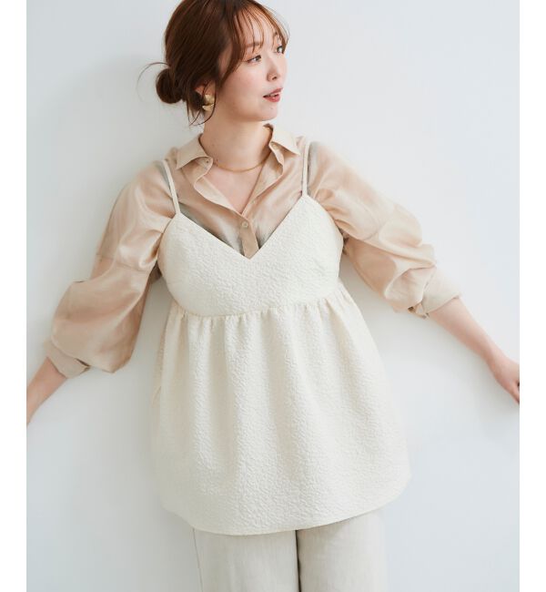 le.coeur blanc「《手洗い可能》ふくれジャガードキャミブラウス」|シャツ・ブラウス|