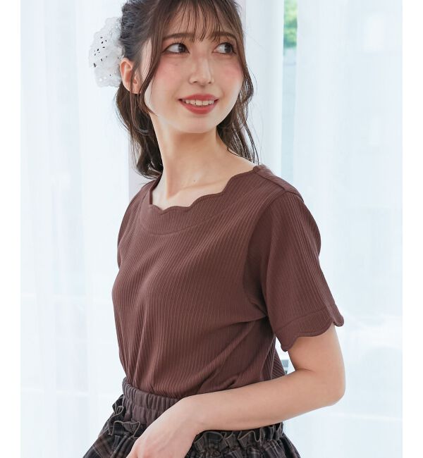  「スカラップデザイントップス」|Tシャツ・カットソー|