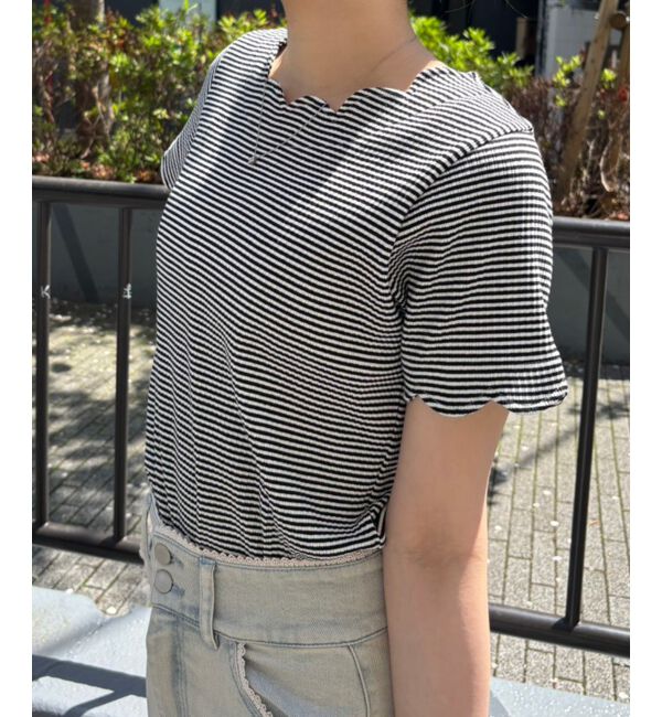  「スカラップデザイントップス」|Tシャツ・カットソー|