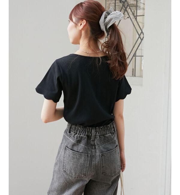  「スカラップデザイントップス」|Tシャツ・カットソー|