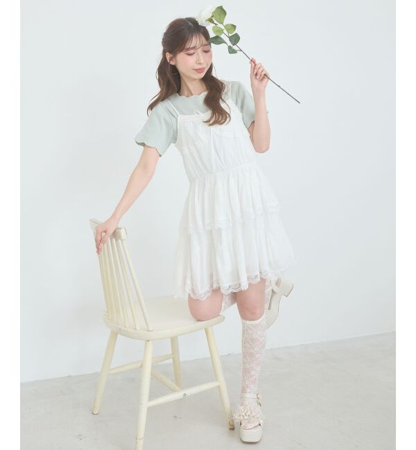  「スカラップデザイントップス」|Tシャツ・カットソー|Ｌ／グリーン