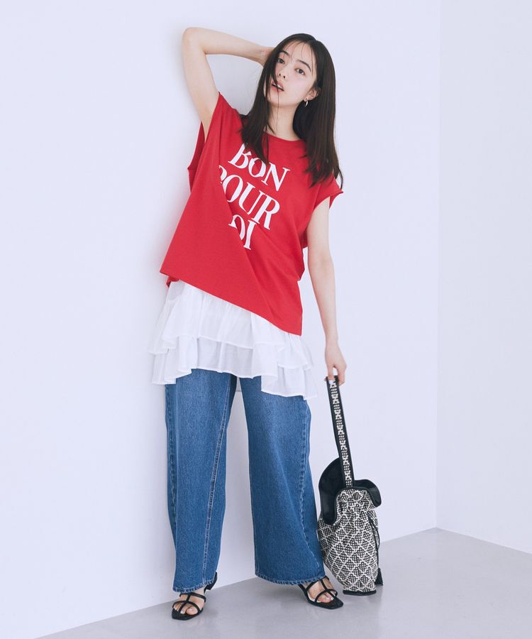 earth music&ecology「フレンチスリーブプリントTシャツ」|Tシャツ・カットソー|