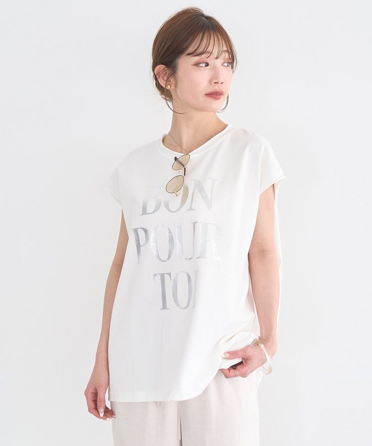 earth music&ecology「フレンチスリーブプリントTシャツ」|Tシャツ・カットソー|