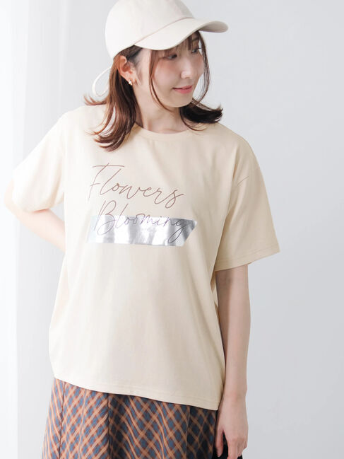 Te chichi TERRASSE「【接触冷感】箔BIGロゴTシャツ」|Tシャツ・カットソー|ベージュ