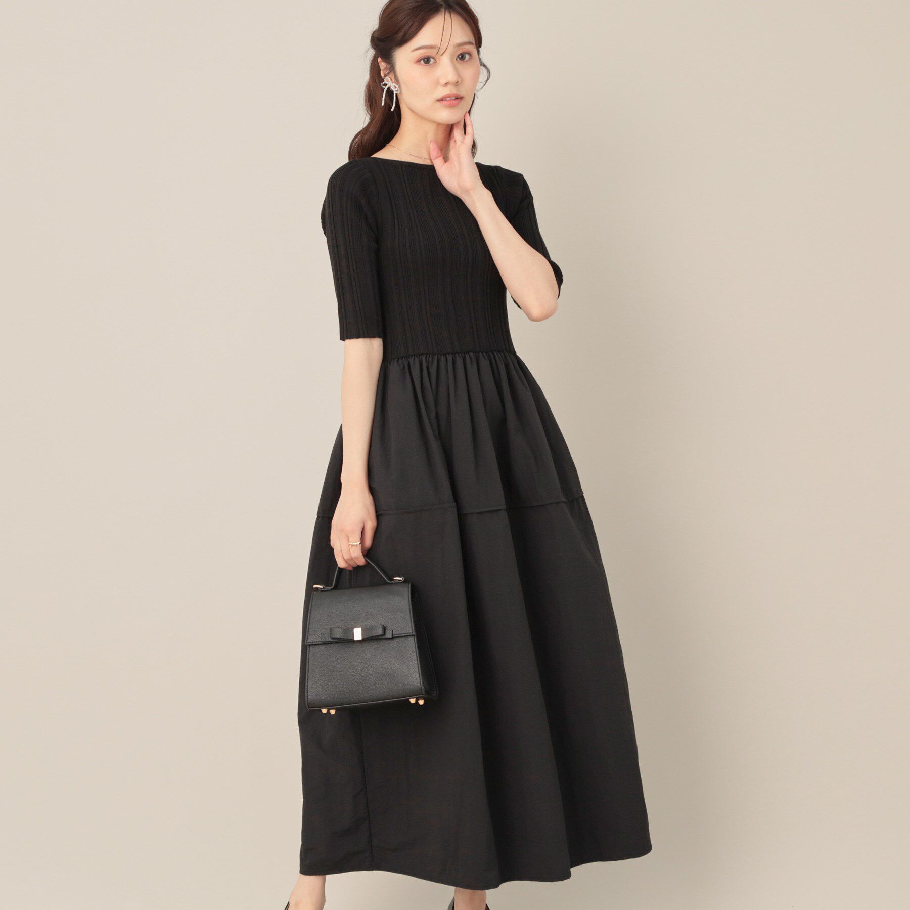 Couture broach「5分袖ドッキングワンピース」|ワンピース|
