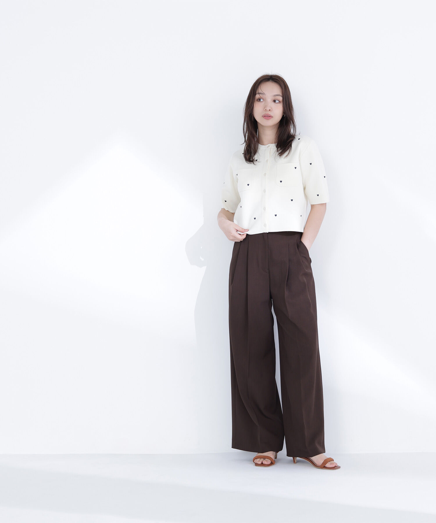 「ハート刺繍ニットジャケット」|ニット・セーター|