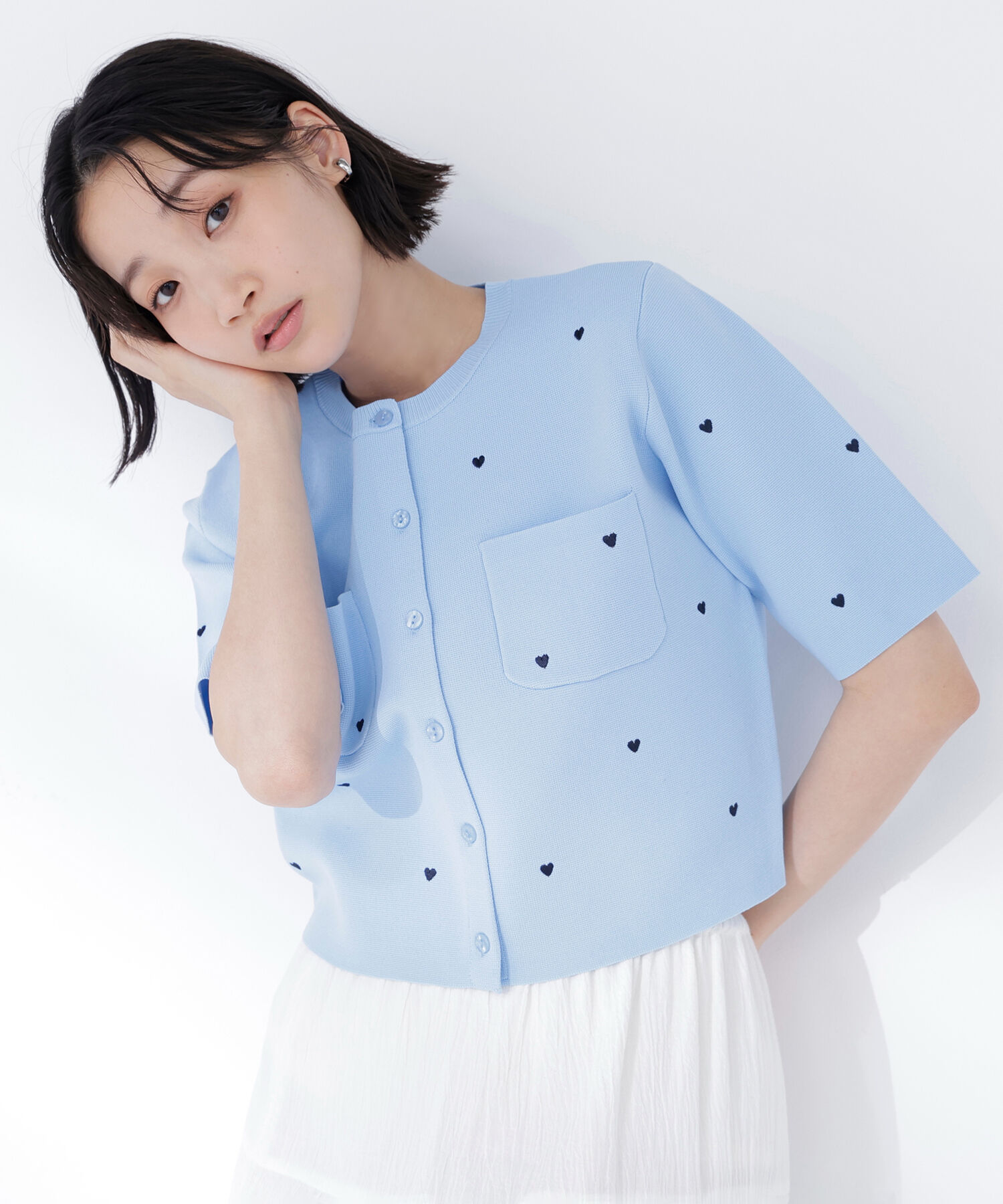  「ハート刺繍ニットジャケット」|ニット・セーター|