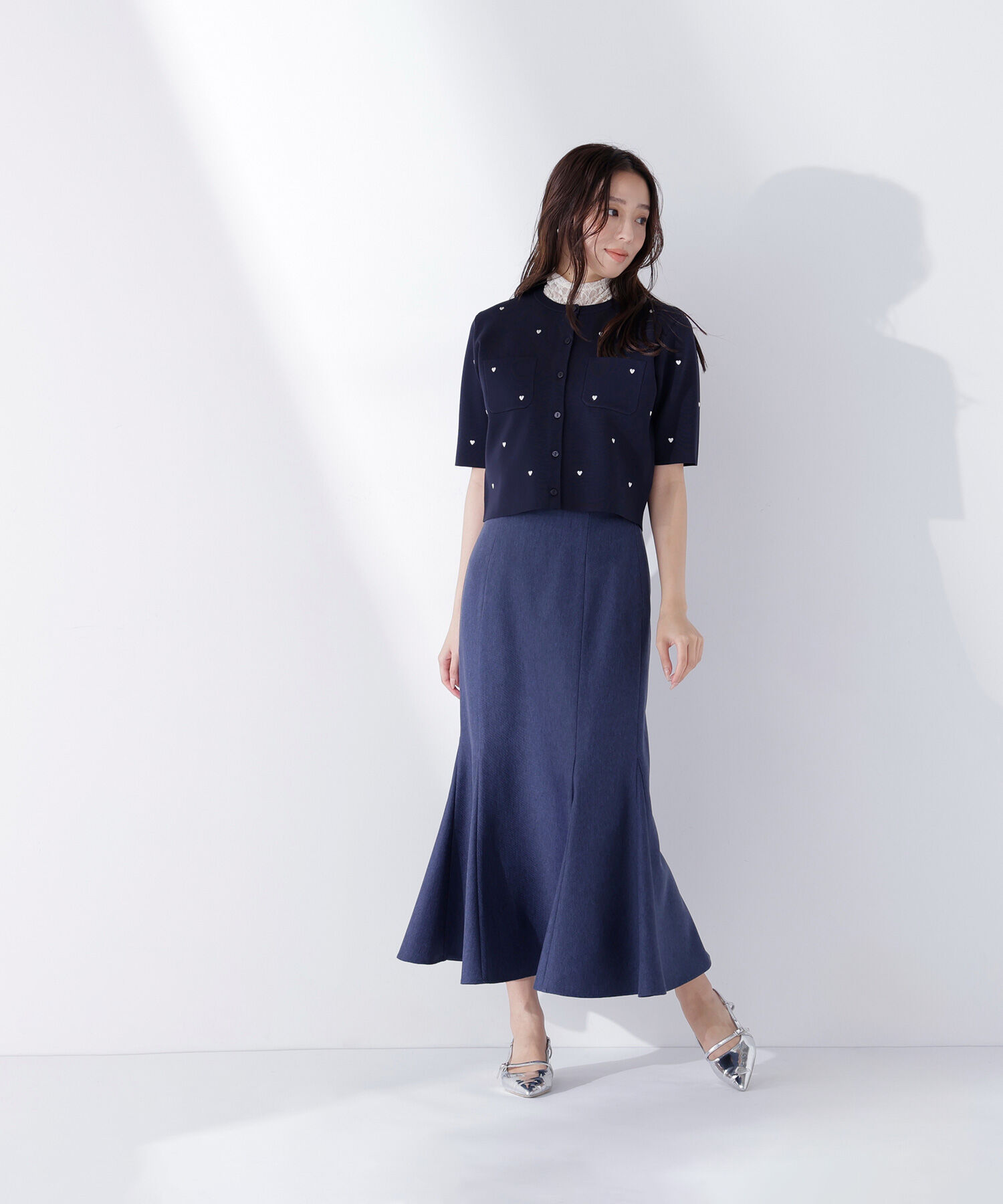  「ハート刺繍ニットジャケット」|ニット・セーター|