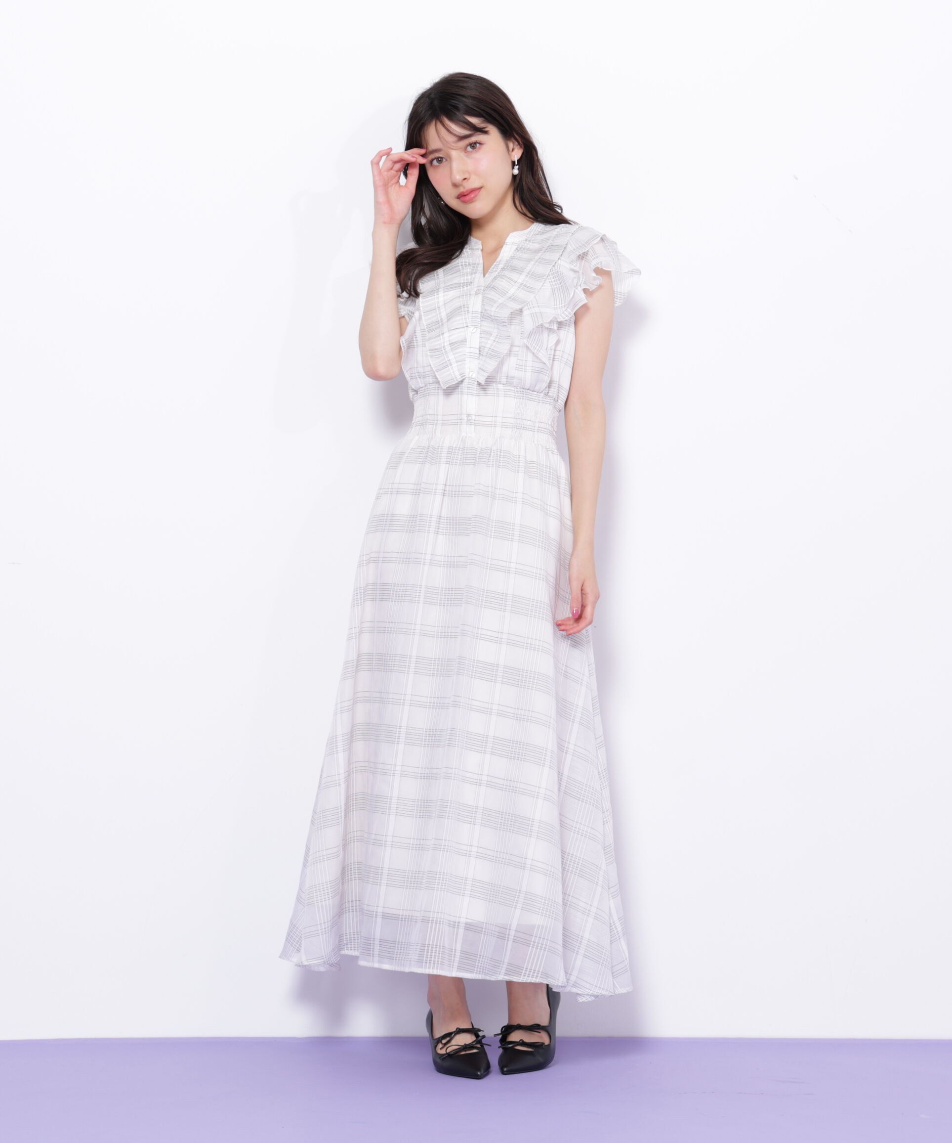 「シアープリーツフリルワンピース」|ワンピース|