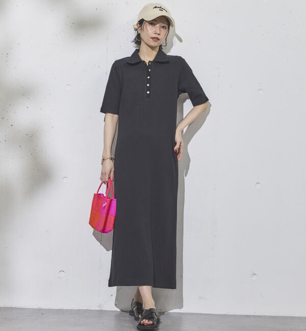 Doux archives「衿付カットリブワンピース」|ワンピース|